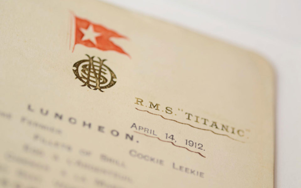 Titanic Lunch Menu Detail